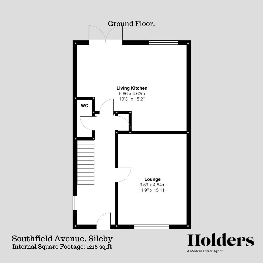 Ground Floor Floorplan for Southfield Avenue, Sileby, Loughborough