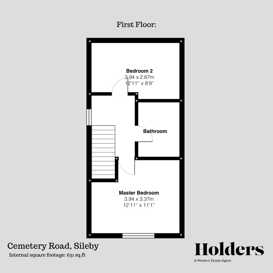 First Floor Floorplan for Cemetery Road, Sileby, Sileby