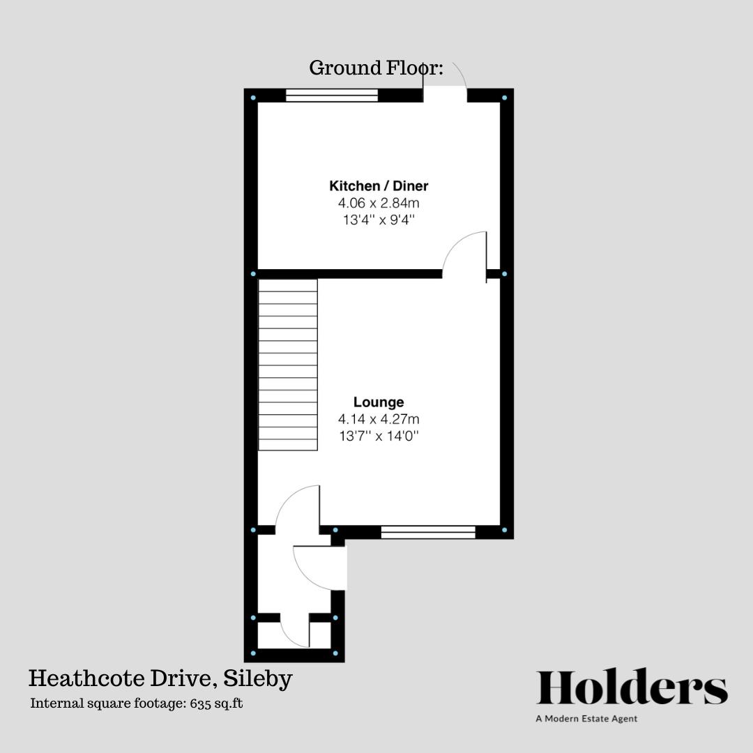 Ground Floor Floorplan for Heathcote Drive, Sileby, Loughborough