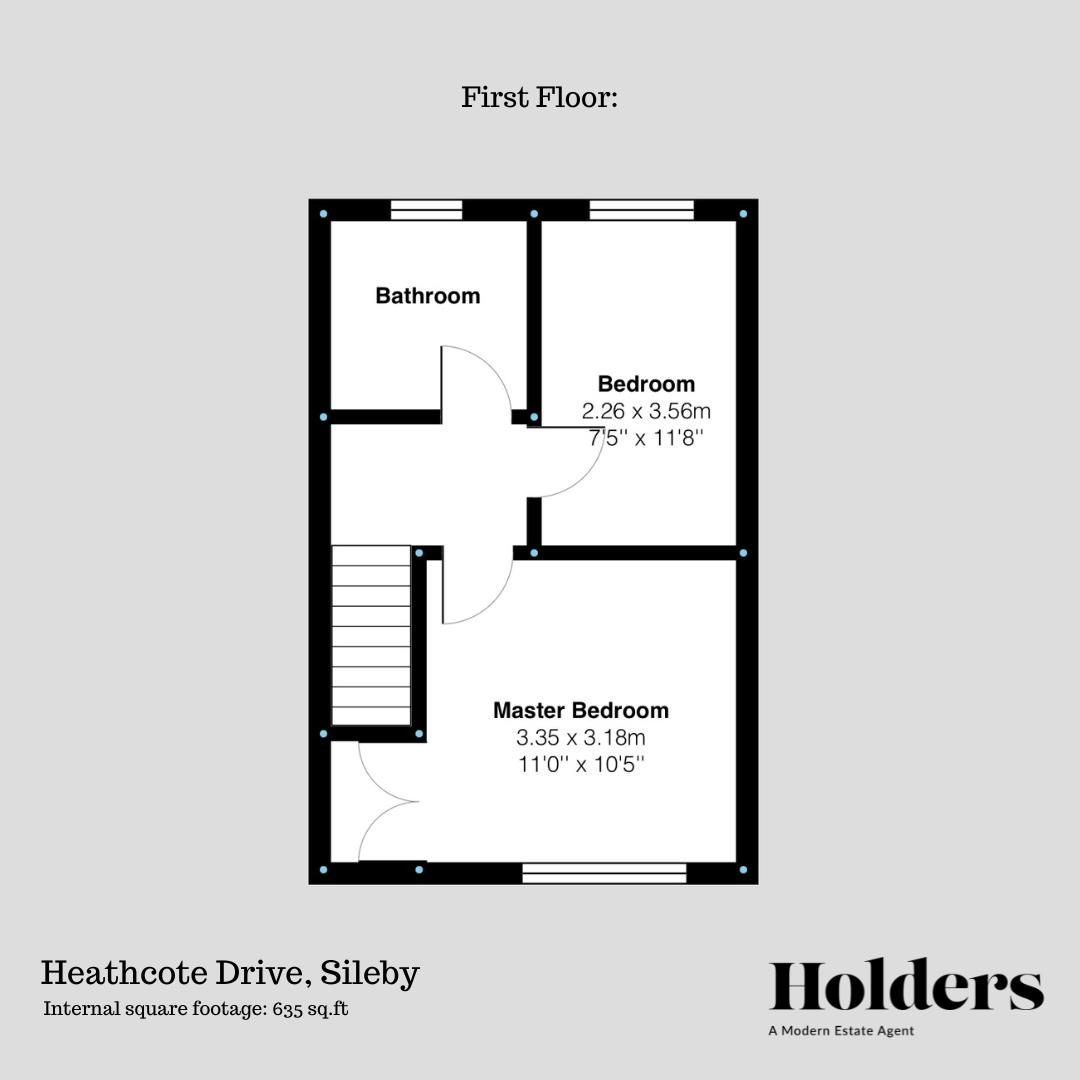 First Floor Floorplan for Heathcote Drive, Sileby, Loughborough