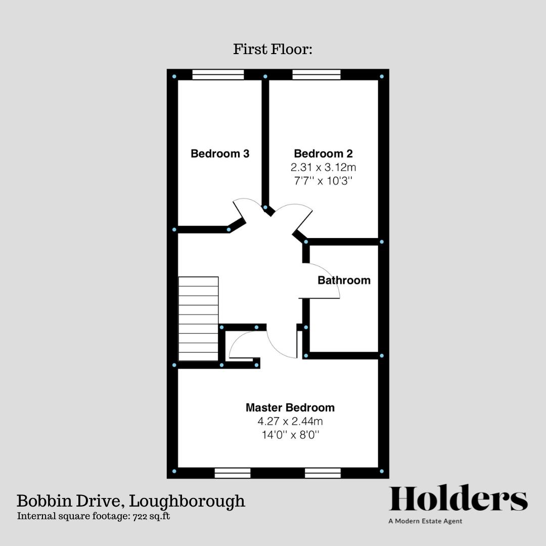 First Floor Floorplan for Bobbin Drive, Loughborough