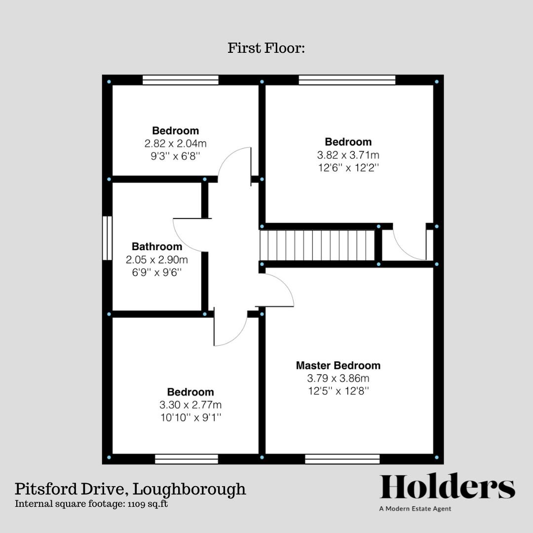 First Floor Floorplan for Pitsford Drive, Loughborough