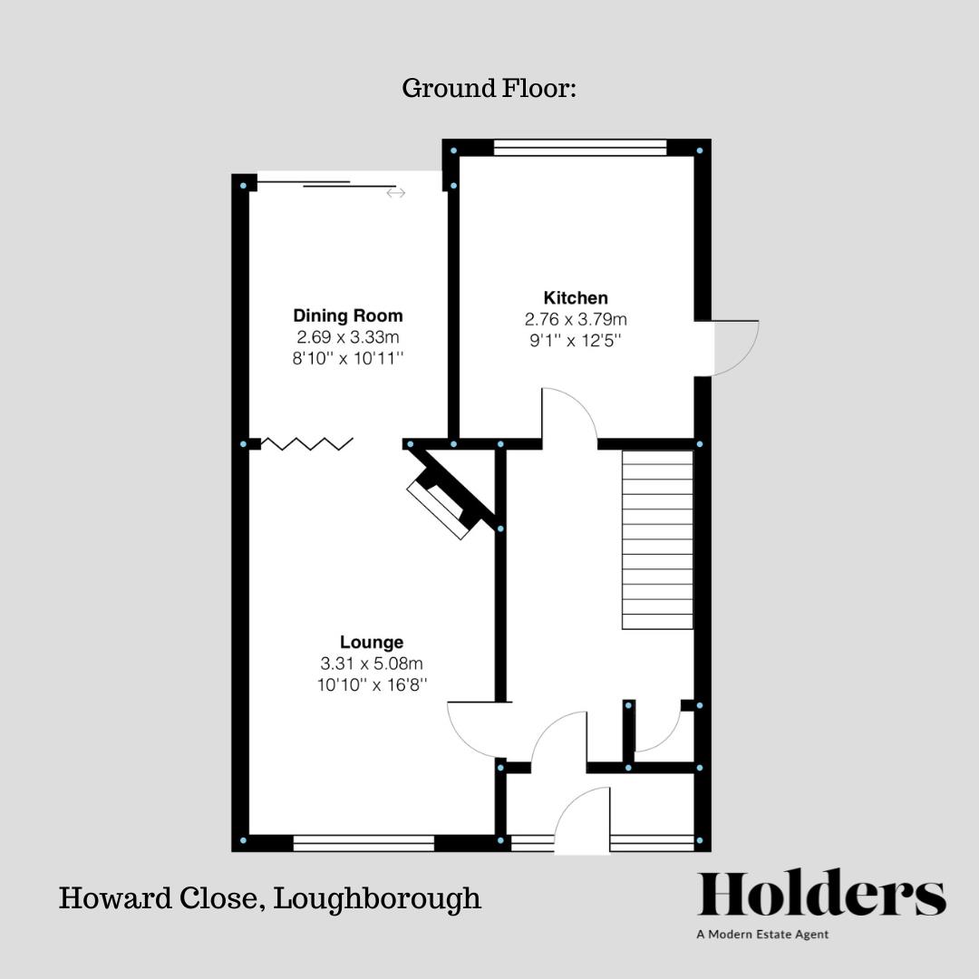 Ground Floor Floorplan for Howard Close, Loughborough