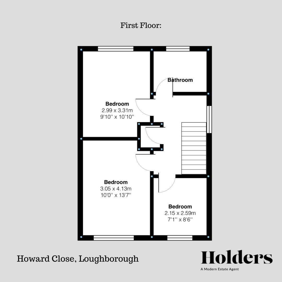 First Floor Floorplan for Howard Close, Loughborough