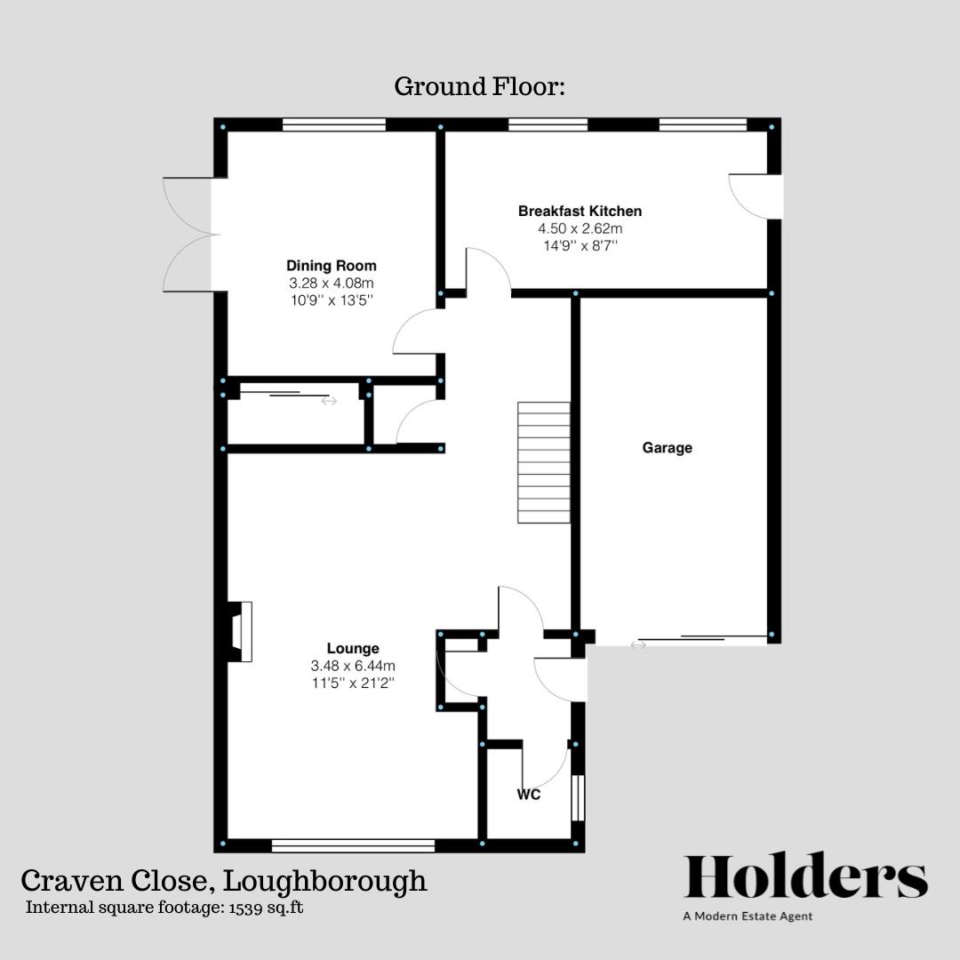 Ground Floor Floorplan for Craven Close, Loughborough