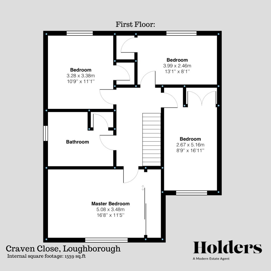 First Floor Floorplan for Craven Close, Loughborough