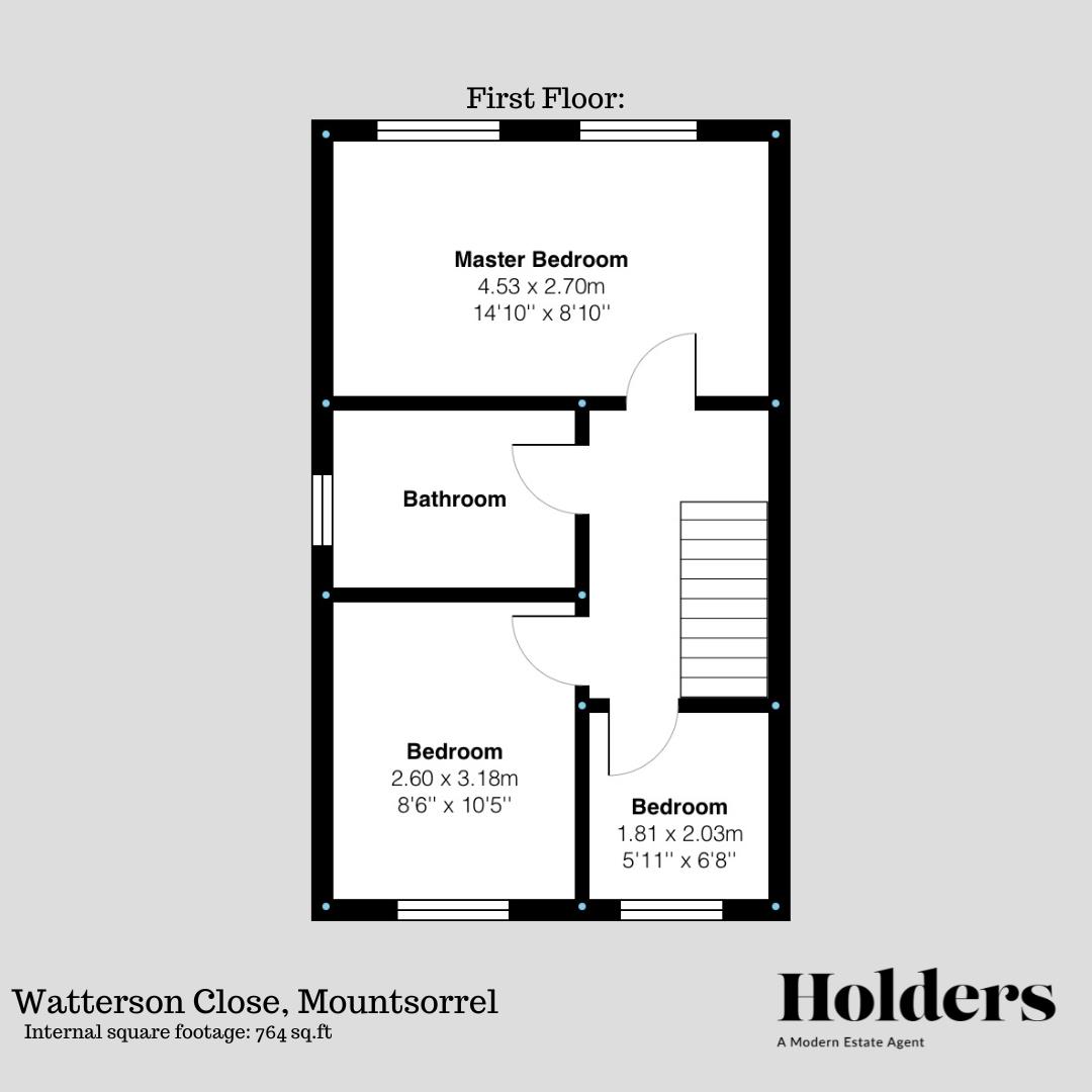 First Floor Floorplan for Watterson Close, Mountsorrel, Loughborough