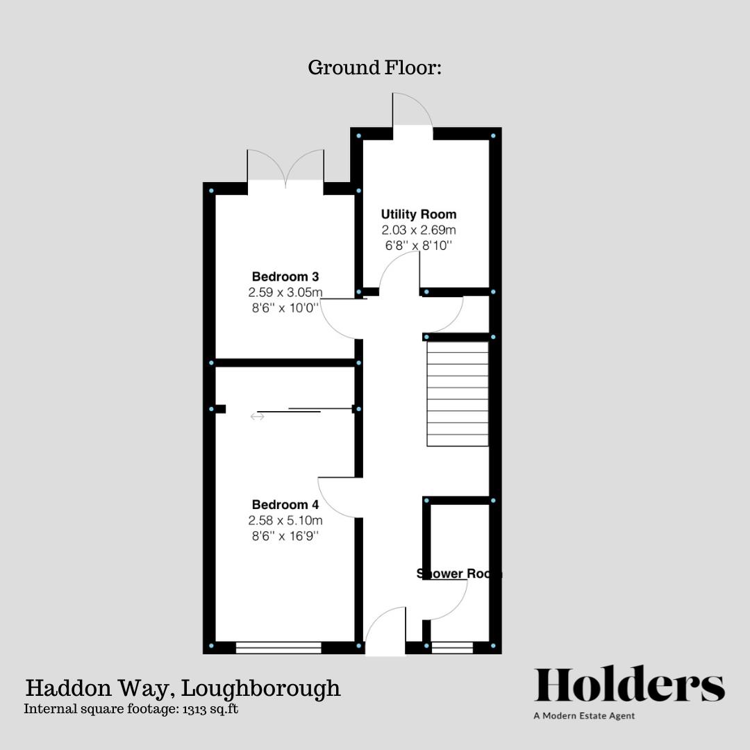 Ground Floor Floorplan for Haddon Way, Loughborough