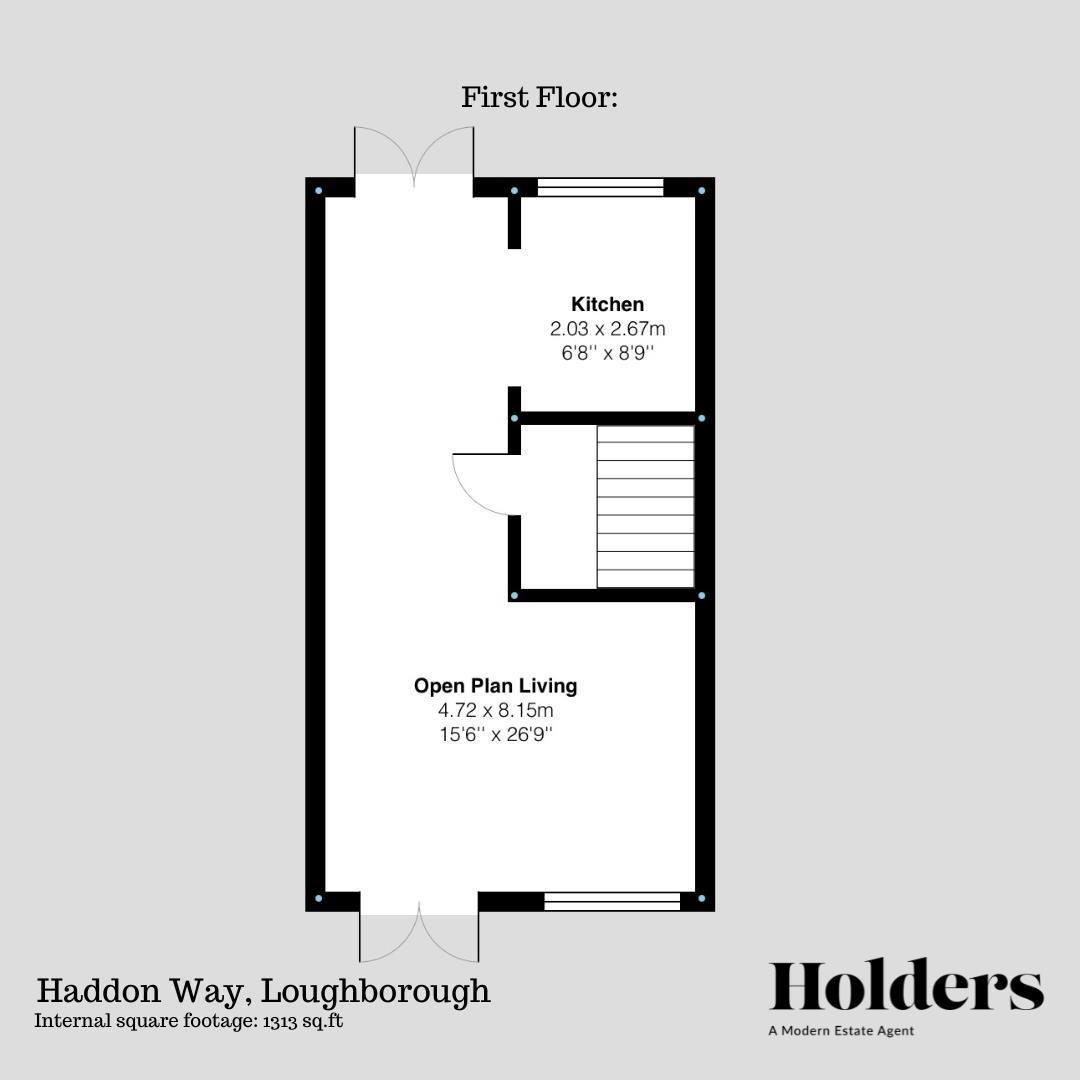 First Floor Floorplan for Haddon Way, Loughborough