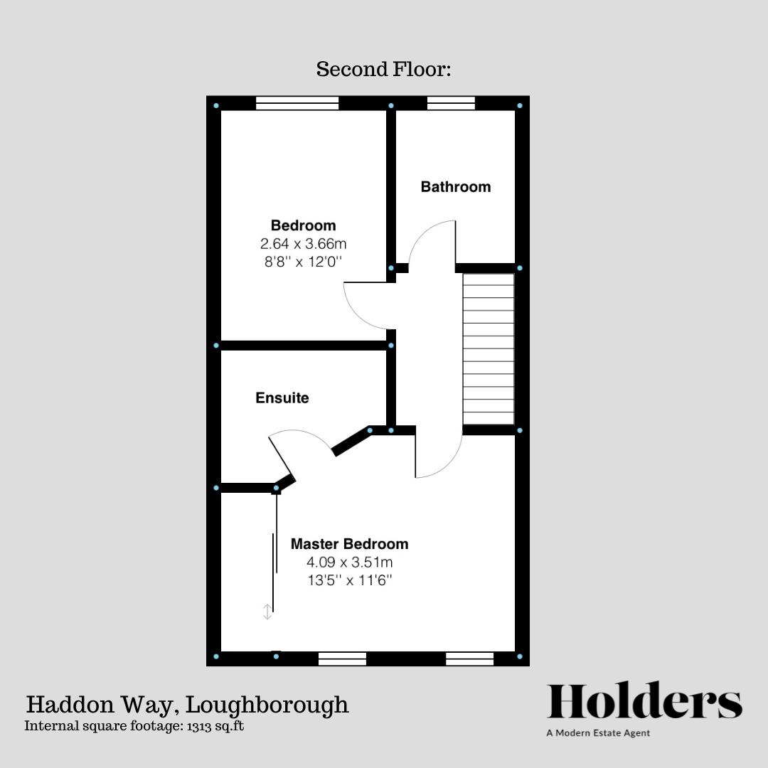 Second Floor Floorplan for Haddon Way, Loughborough