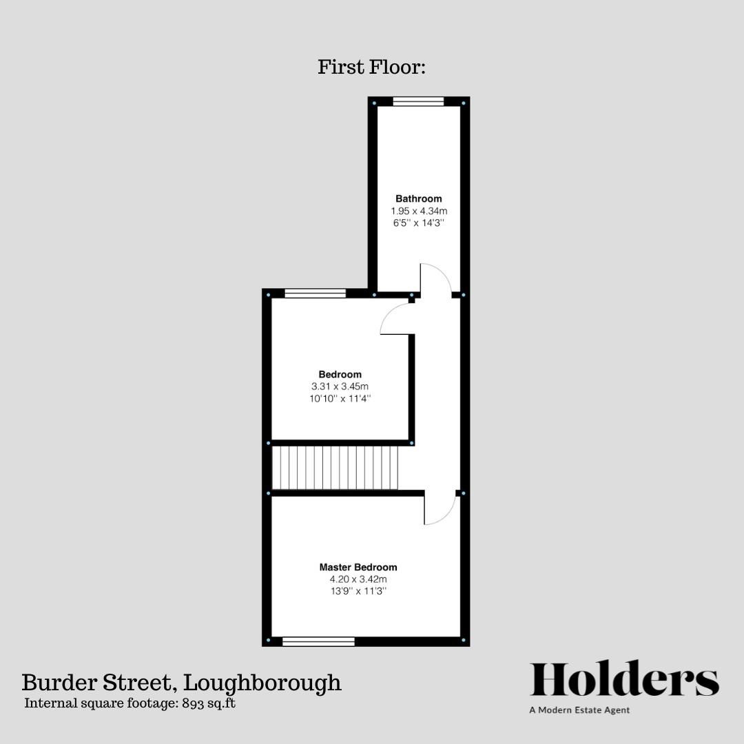 First Floor Floorplan for Burder Street, Loughborough