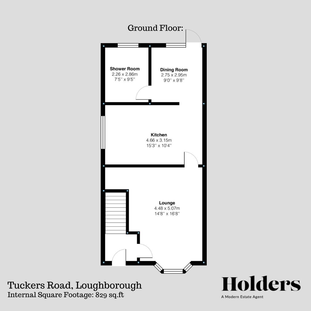 Ground Floor Floorplan for Tuckers Road, Loughborough