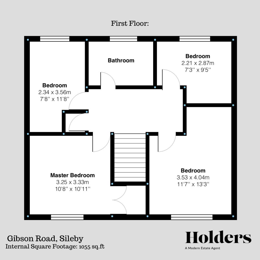 First Floor Floorplan for Gibson Road, Sileby, Loughborough