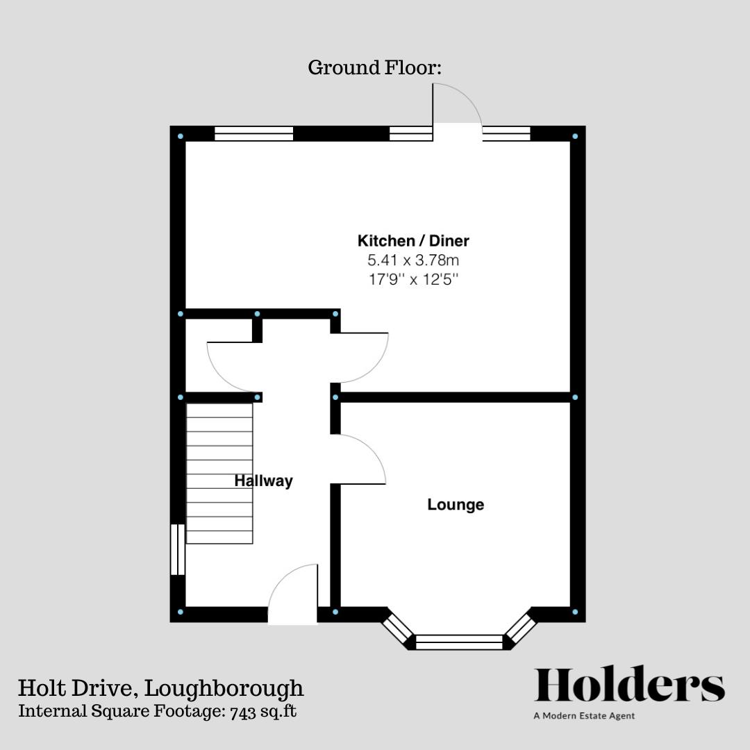 Ground Floor Floorplan for Holt Drive, Loughborough