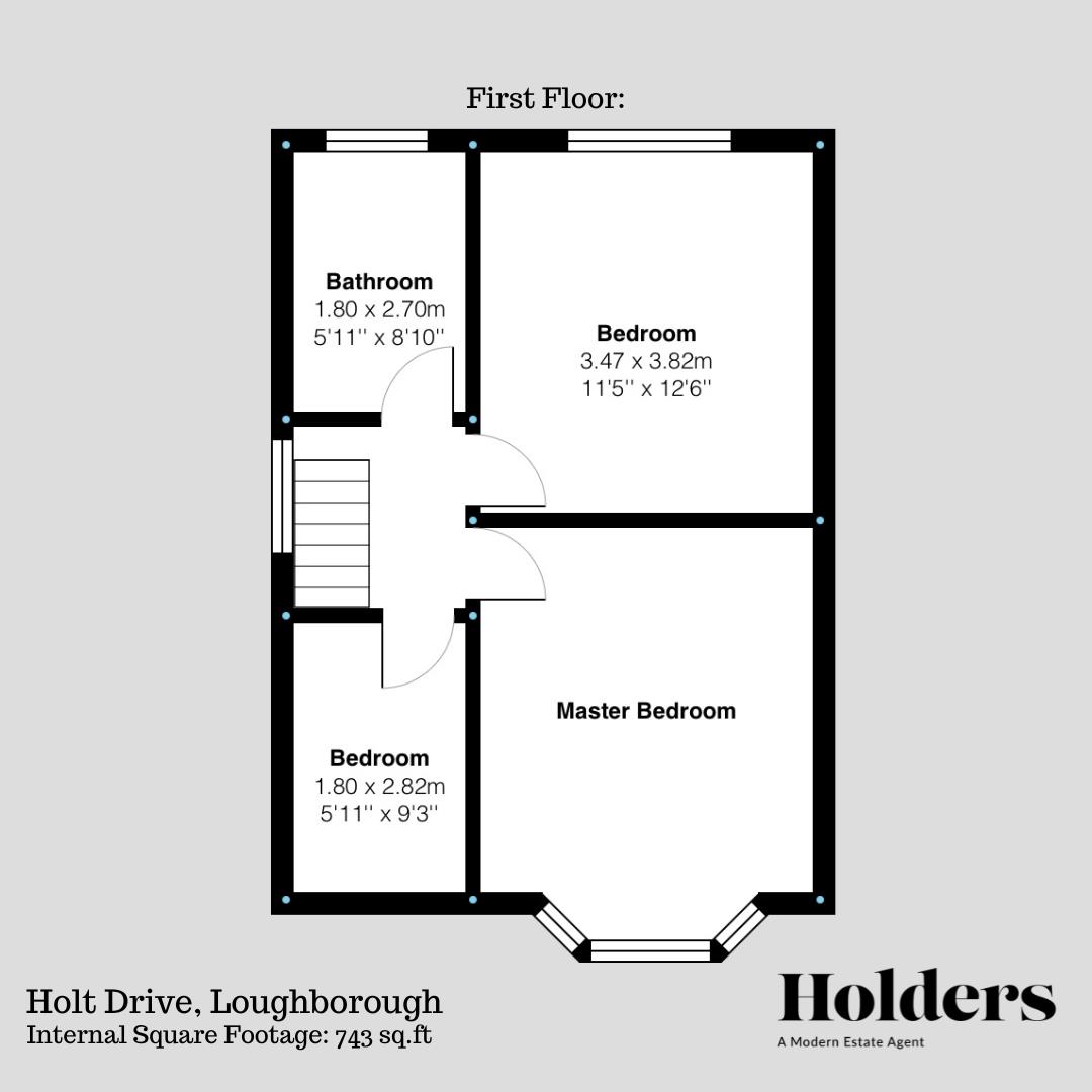 First Floor Floorplan for Holt Drive, Loughborough