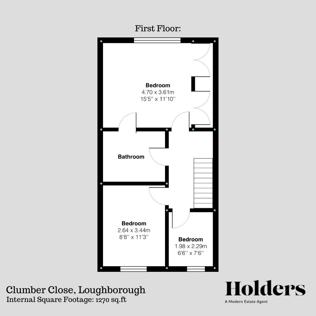 First Floor Floorplan for Clumber Close, Loughborough