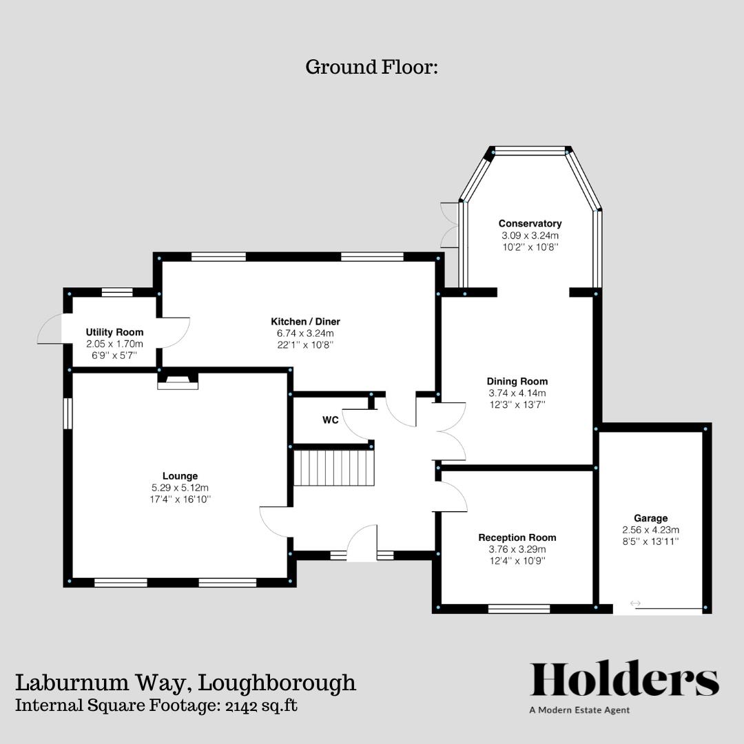 Ground Floor Floorplan for Laburnum Way, Loughborough