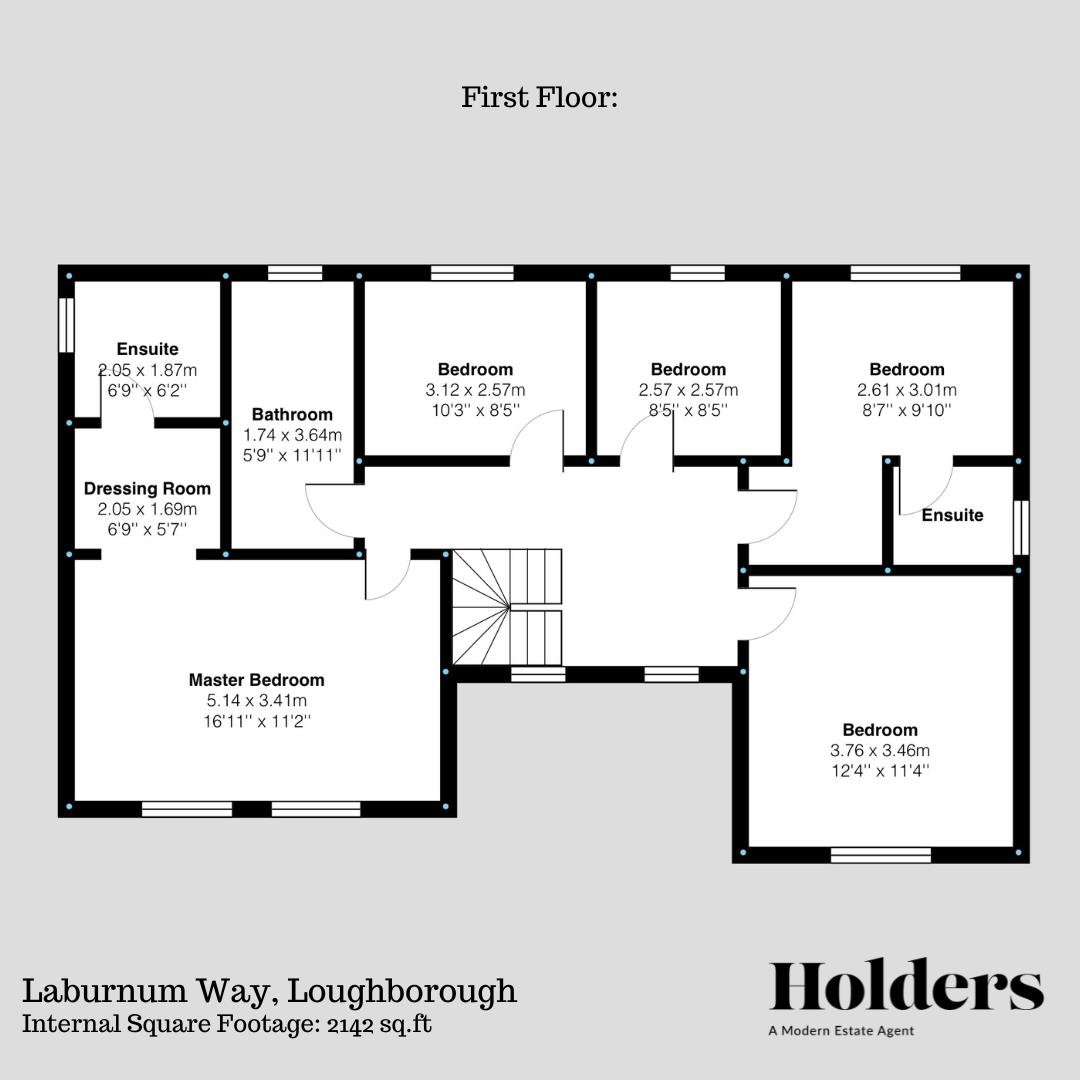 First Floor Floorplan for Laburnum Way, Loughborough