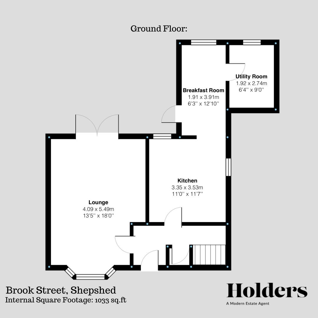 Ground Floor Floorplan for Brook Street, Shepshed, Loughborough