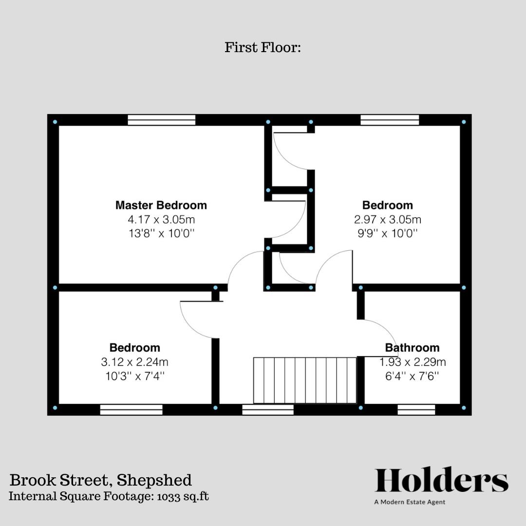 First Floor Floorplan for Brook Street, Shepshed, Loughborough