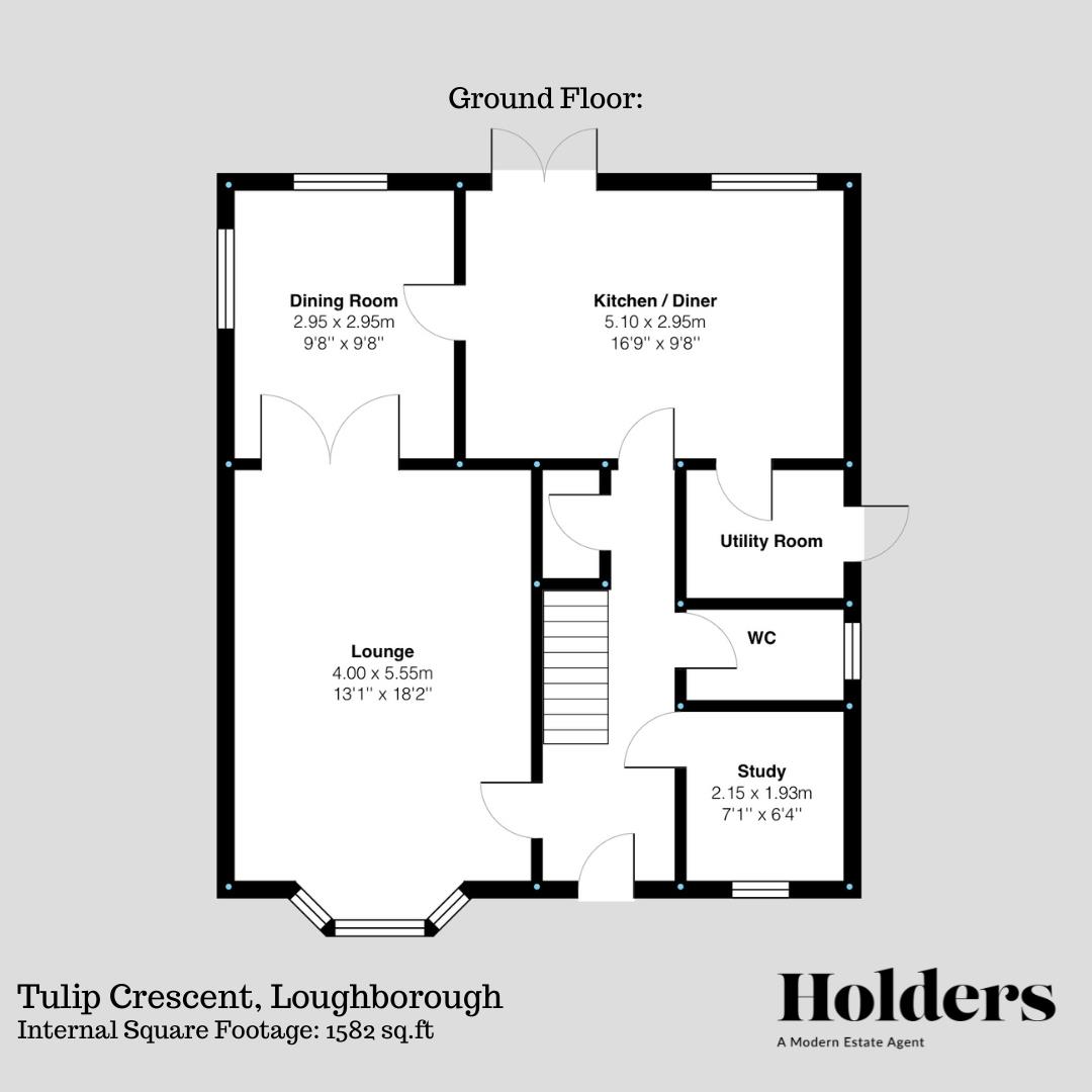 Ground Floor Floorplan for Tulip Crescent, Loughborough