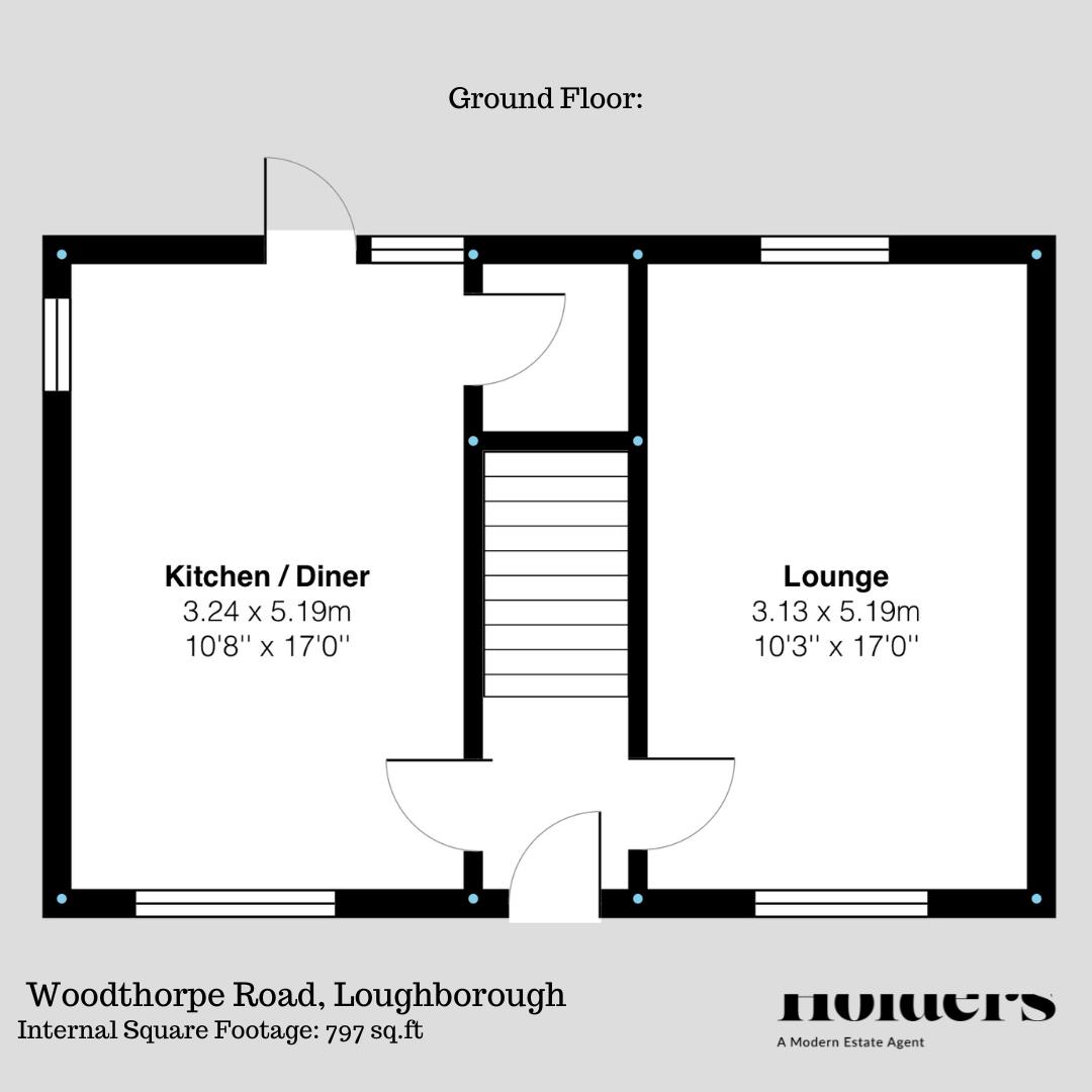 Ground Floor Floorplan for Woodthorpe Road, Loughborough