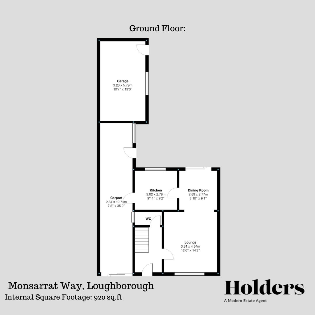 Ground Floor Floorplan for Monsarrat Way, Loughborough