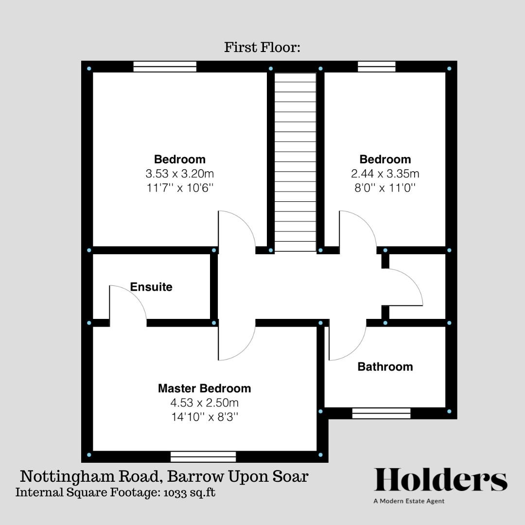 First Floor Floorplan for Nottingham Road, Barrow Upon Soar, Loughborough