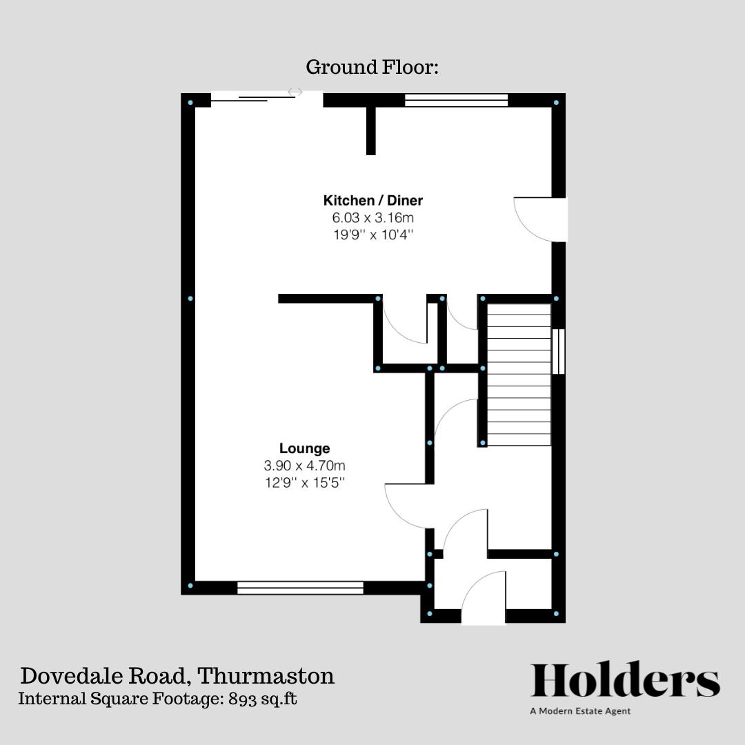 Ground Floor Floorplan for Dovedale Road, Thurmaston, Leicester