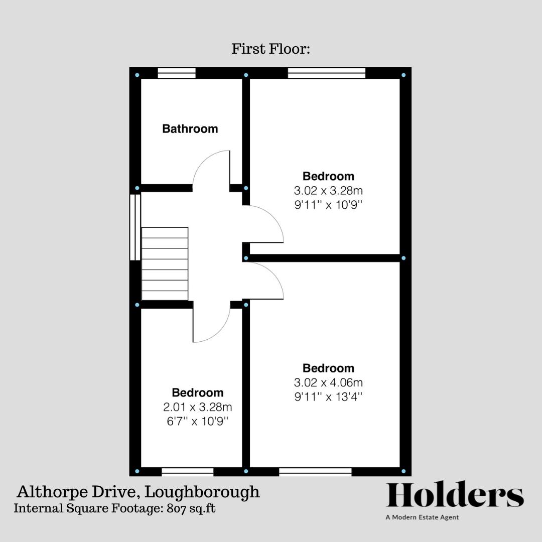 First Floor Floorplan for Althorpe Drive, Loughborough