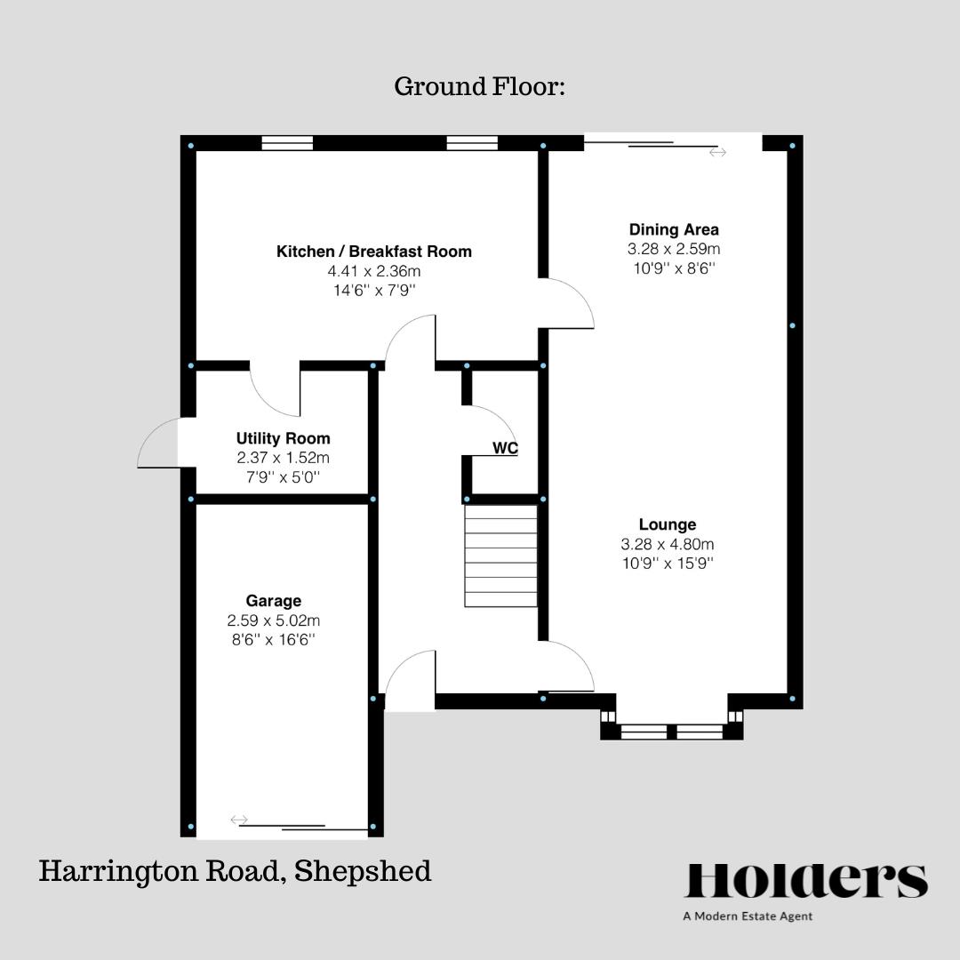 Ground Floor Floorplan for Harrington Road, Shepshed, Loughborough