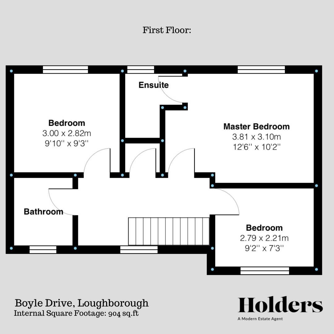 First Floor Floorplan for Boyle Drive, Loughborough