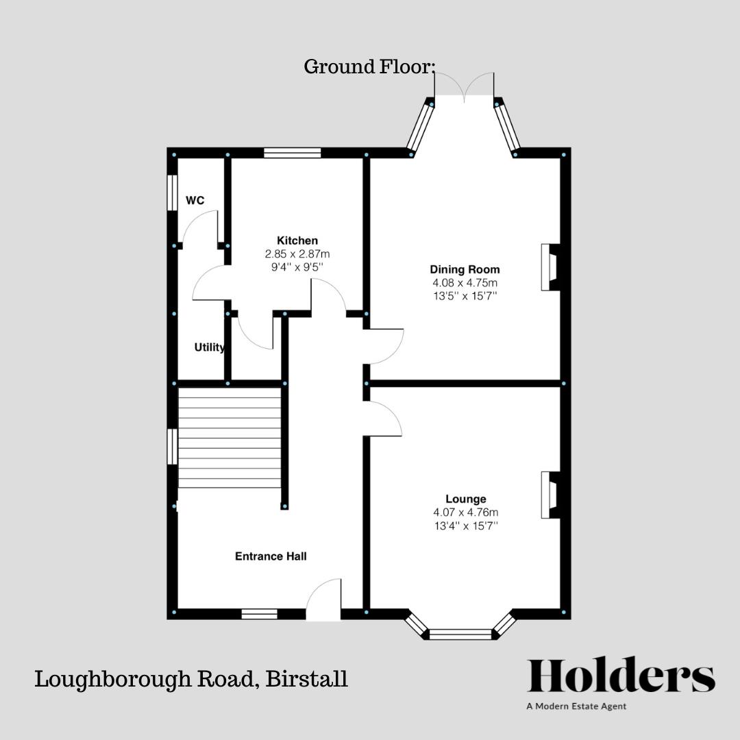 Ground Floor Floorplan for Loughborough Road, Birstall, Leicester