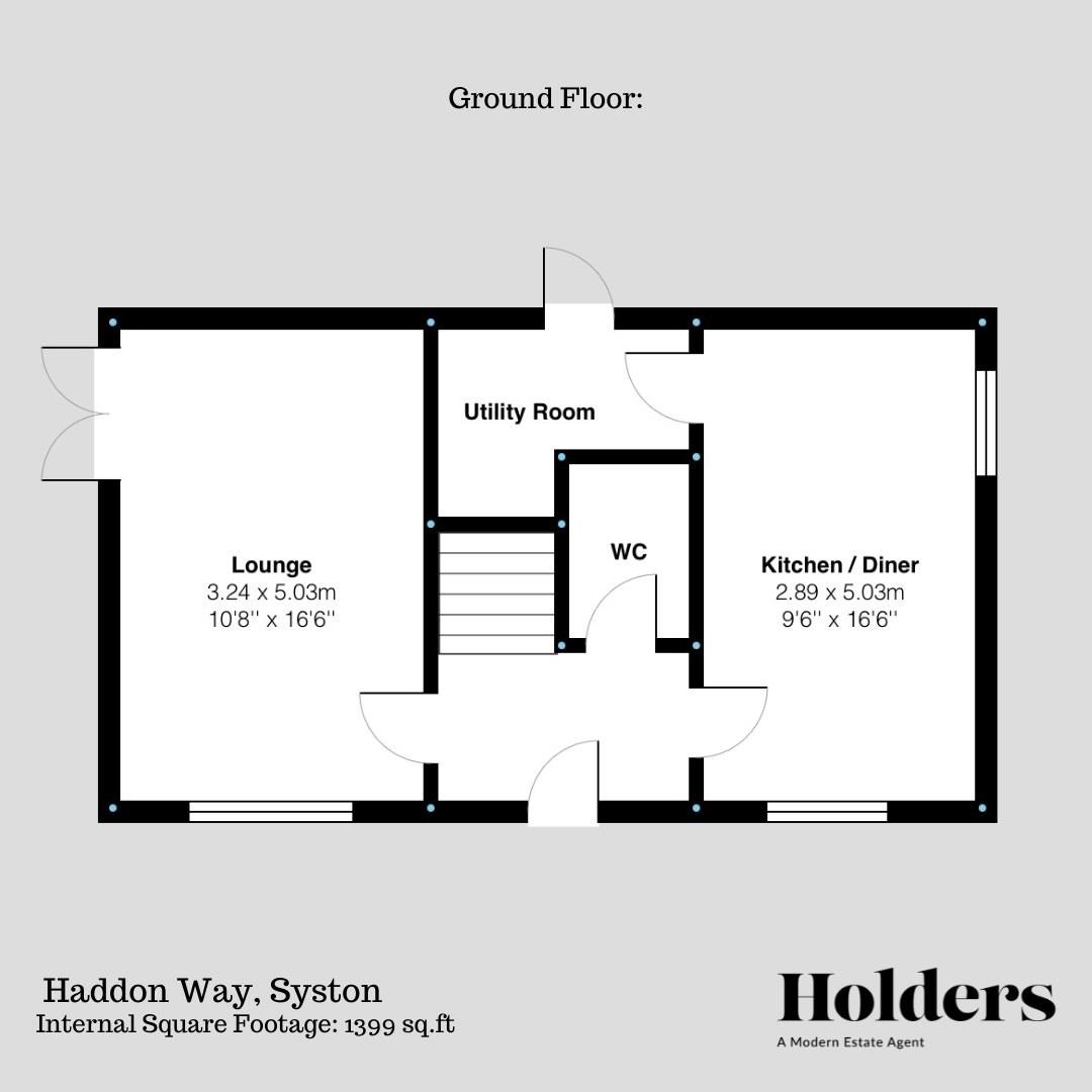 Ground Floor Floorplan for Haddon Close, Syston, Leicester