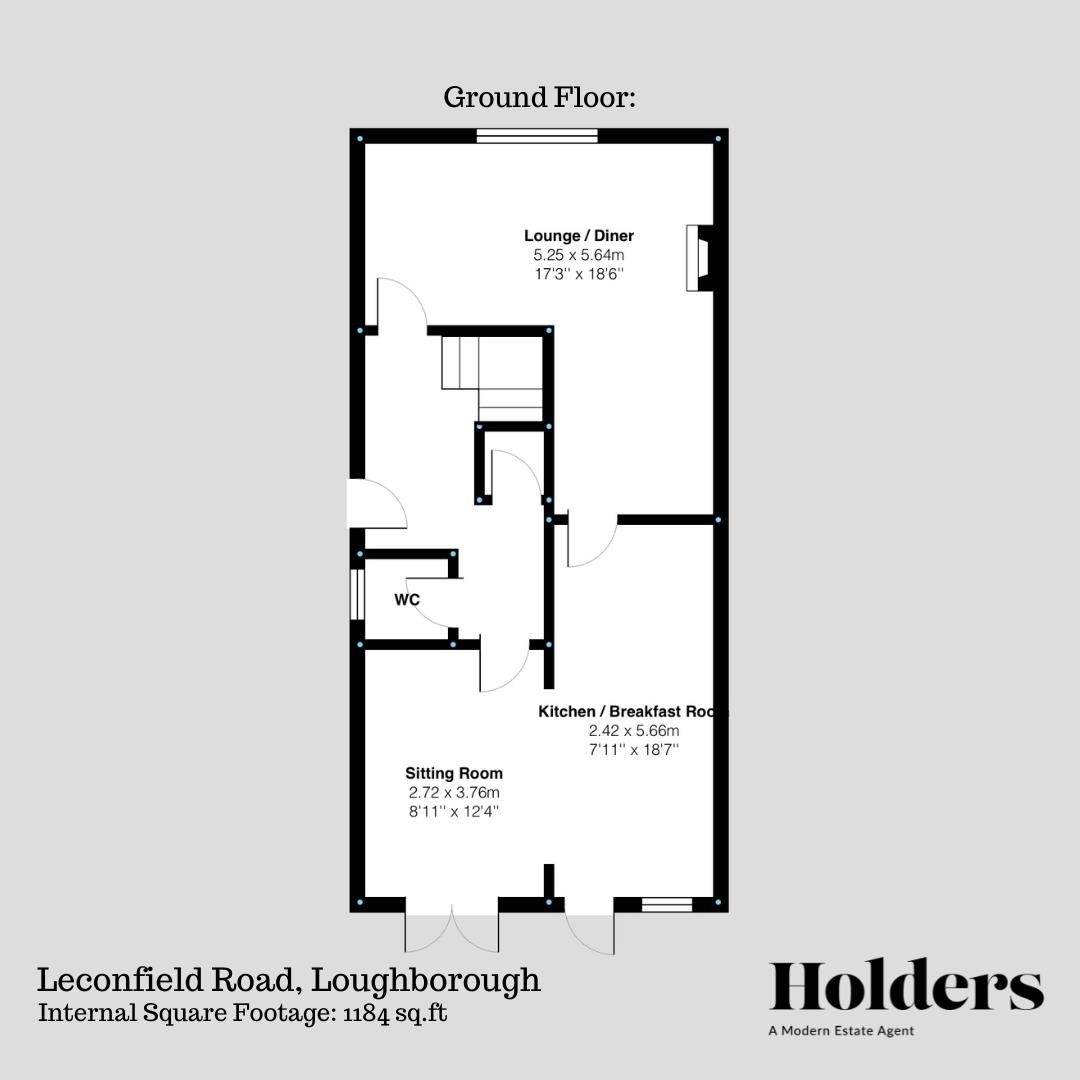 Ground Floor Floorplan for Leconfield Road, Loughborough