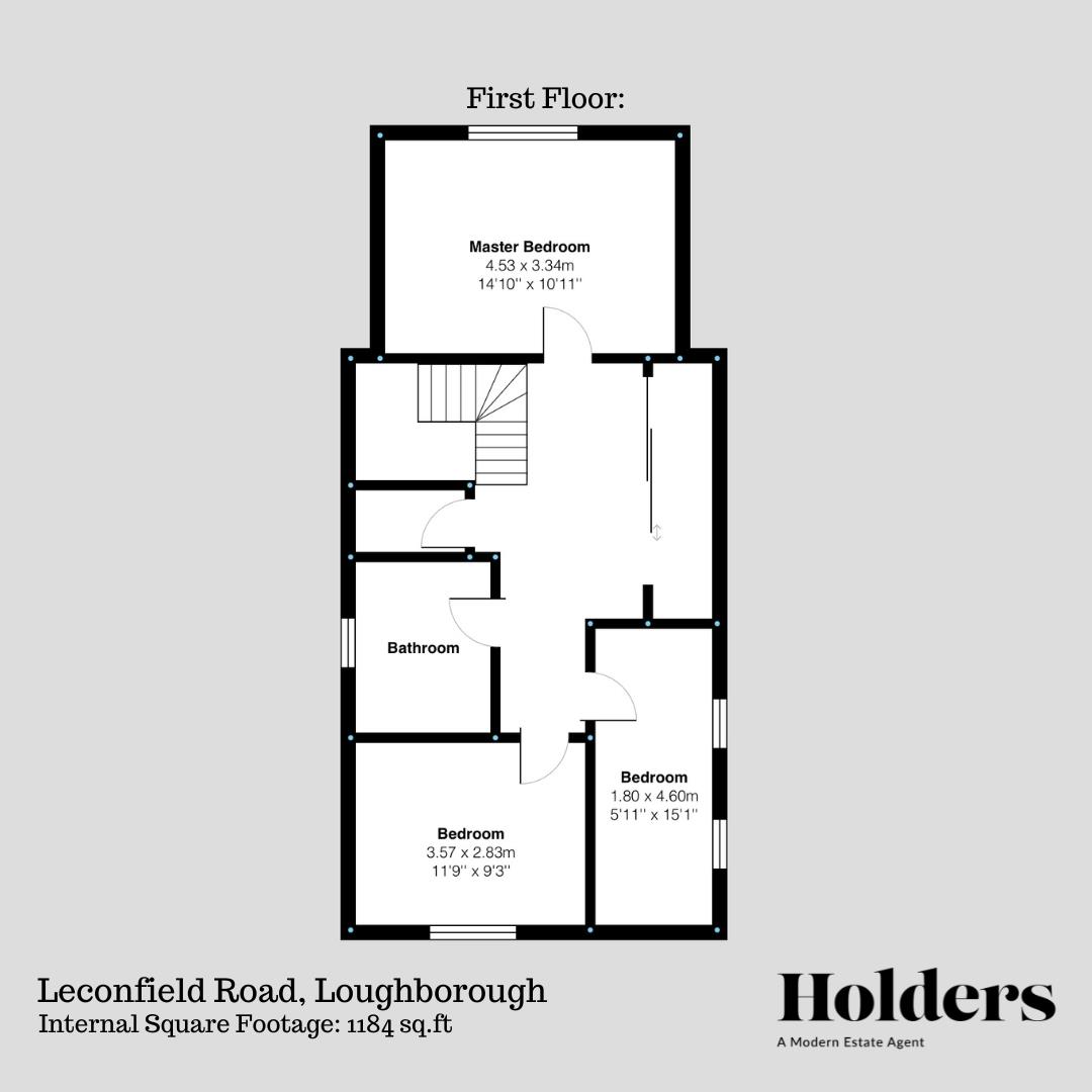 First Floor Floorplan for Leconfield Road, Loughborough