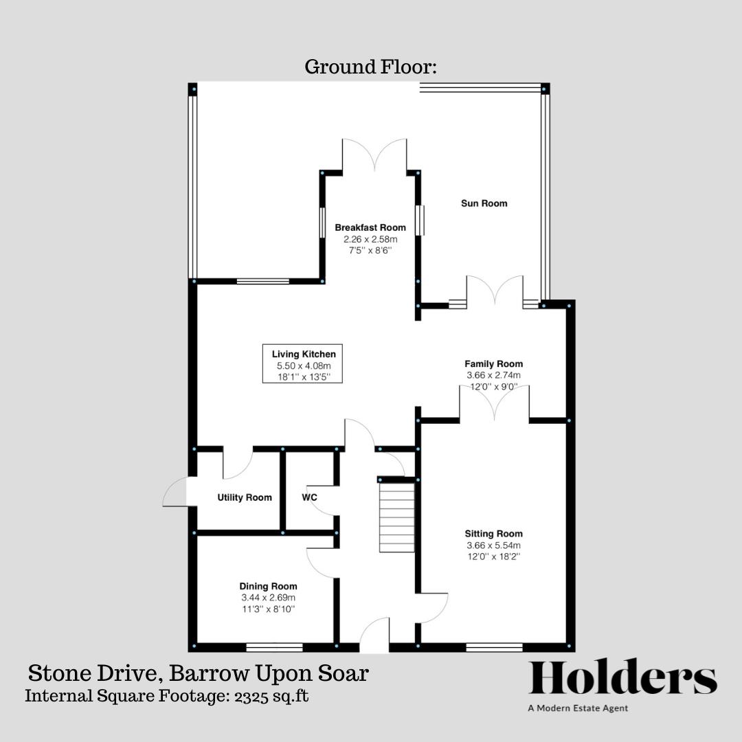 Ground Floor Floorplan for Stone Drive, Barrow Upon Soar, Loughborough