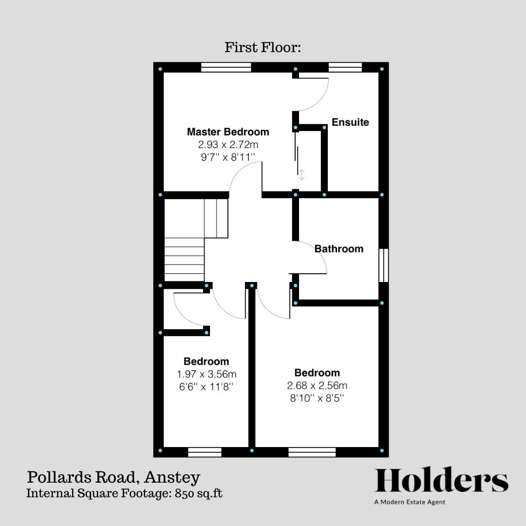 First Floor Floorplan for Pollards Road, Anstey, Leicester