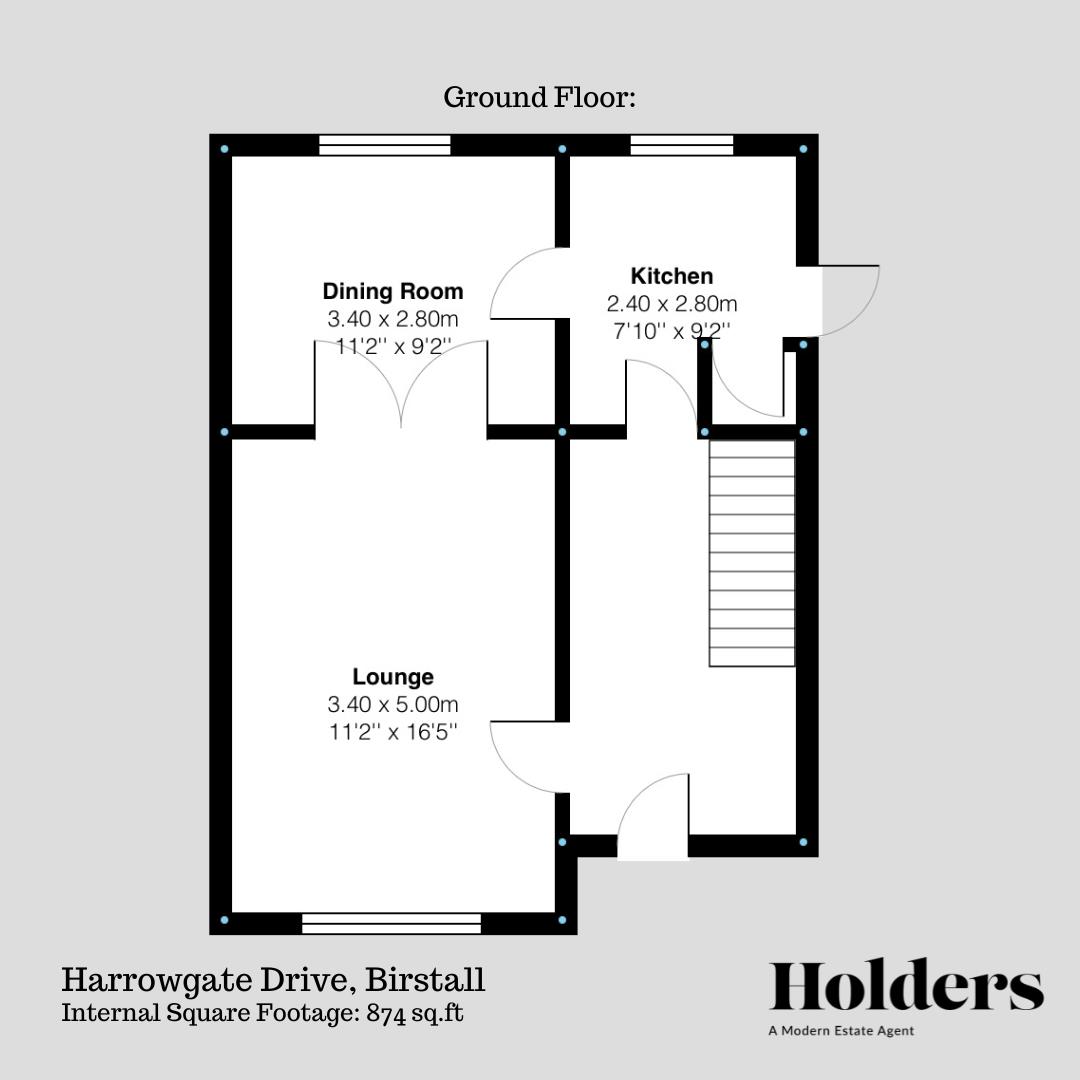 Ground Floor Floorplan for Harrowgate Drive, Birstall, Leicester