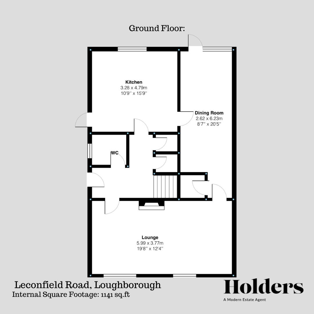 Ground Floor Floorplan for Leconfield Road, Loughborough