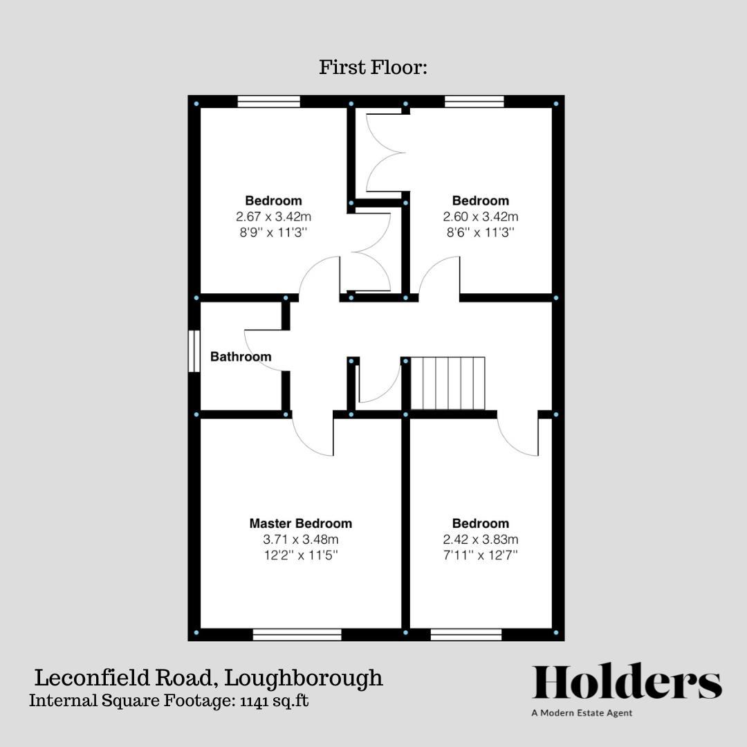 First Floor Floorplan for Leconfield Road, Loughborough