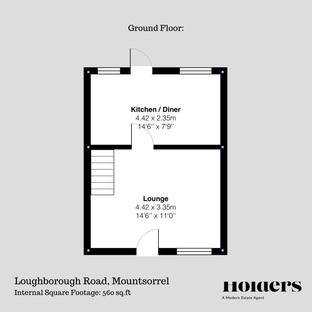 Ground Floor Floorplan for Loughborough Road, Mountsorrel, Loughborough