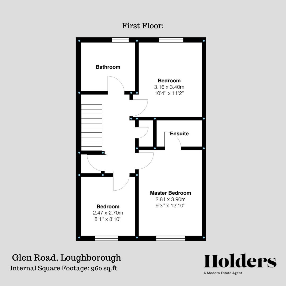 First Floor Floorplan for Glen Road, Loughborough