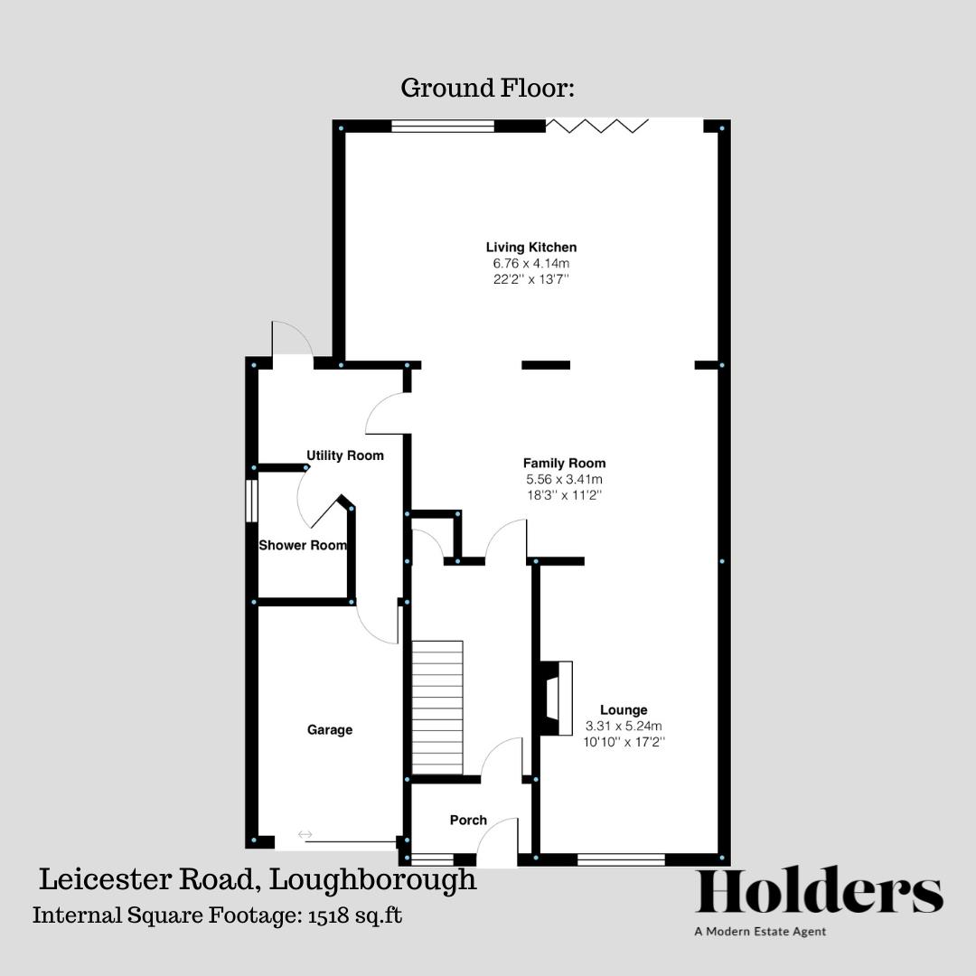 Ground Floor Floorplan for Leicester Road, Loughborough