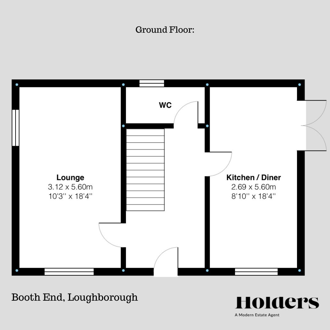 Ground Floor Floorplan for Booth End, Loughborough