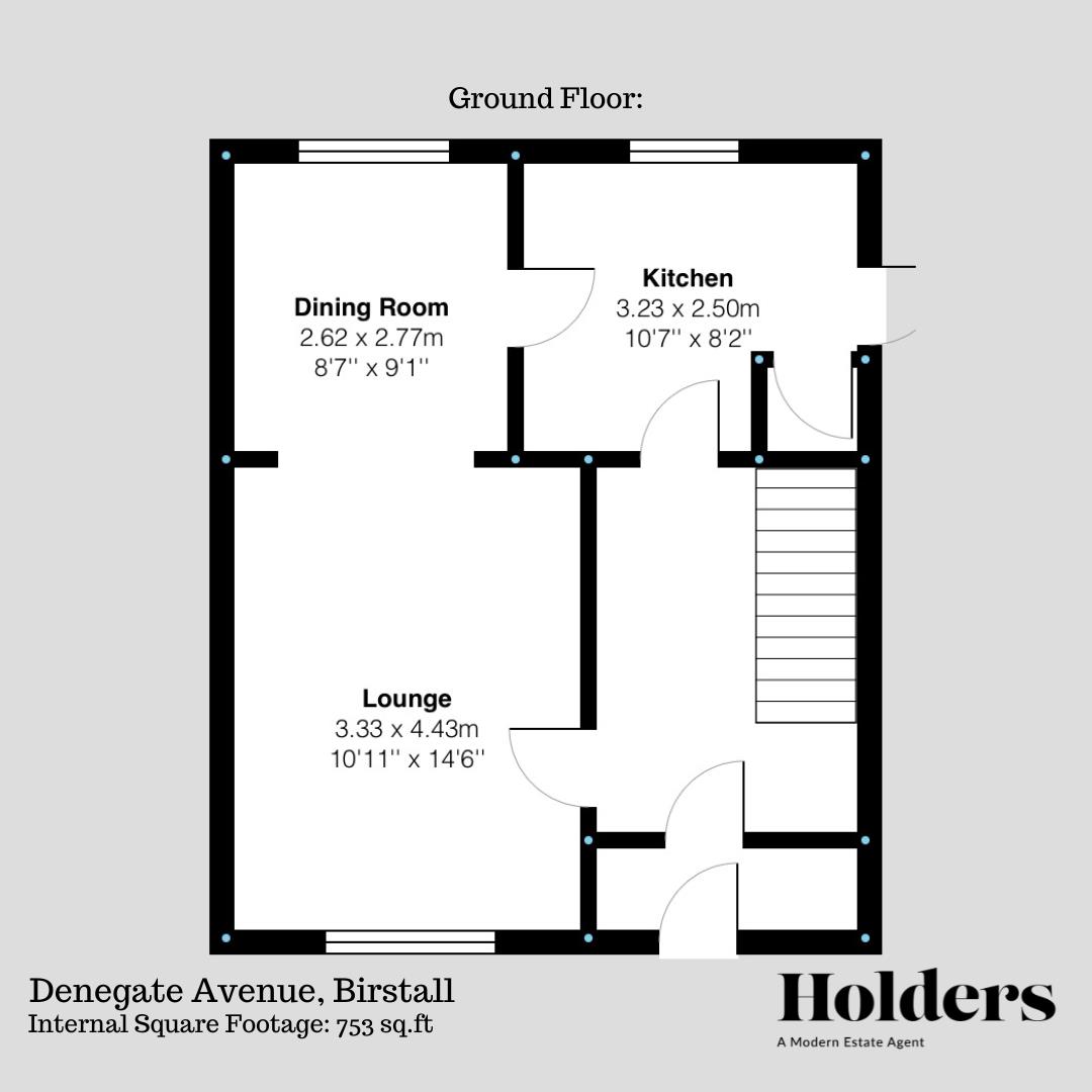 Ground Floor Floorplan for Denegate Avenue, Birstall, Leicester