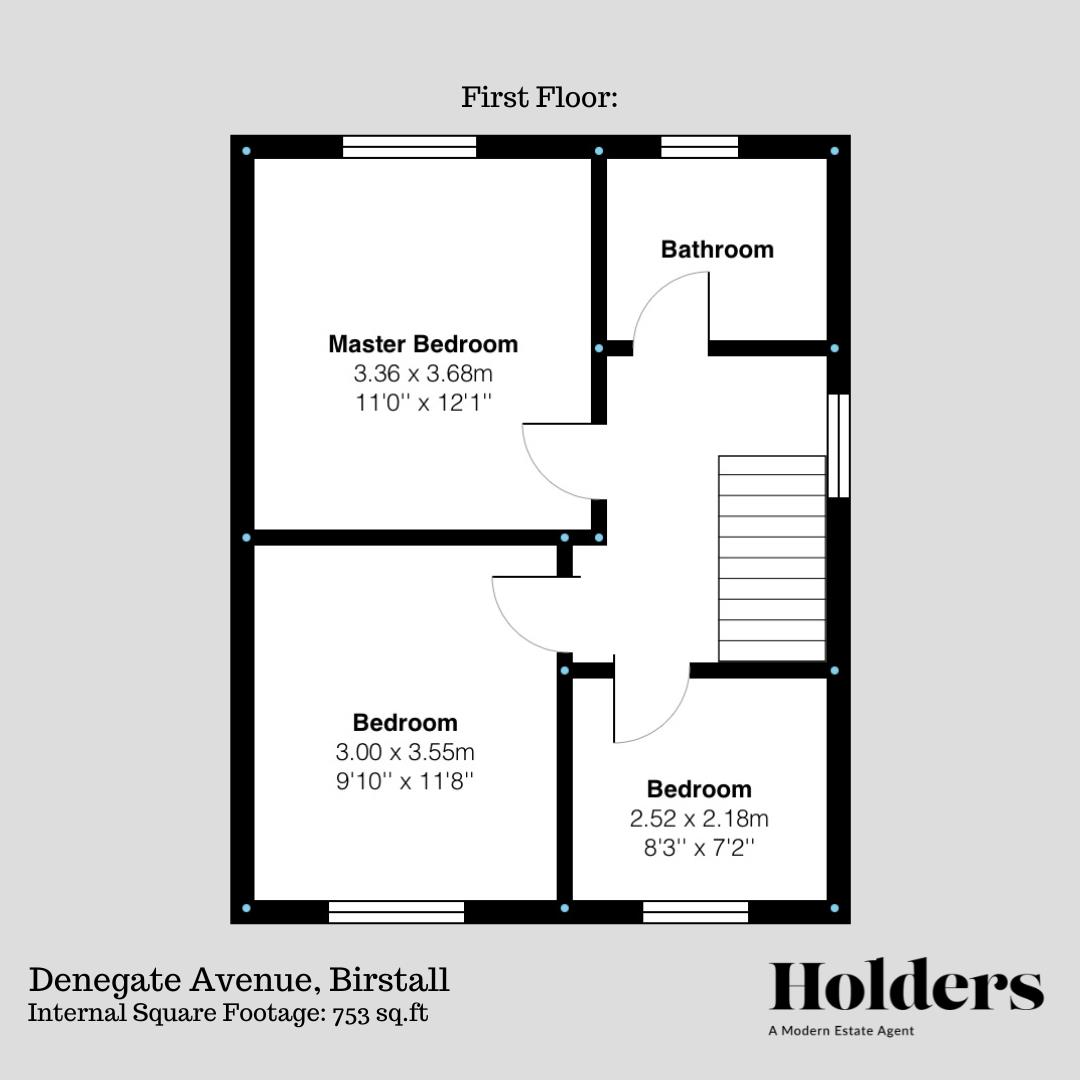 First Floor Floorplan for Denegate Avenue, Birstall, Leicester