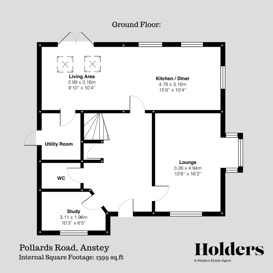 Ground Floor Floorplan for Pollards Road, Anstey, Leicester