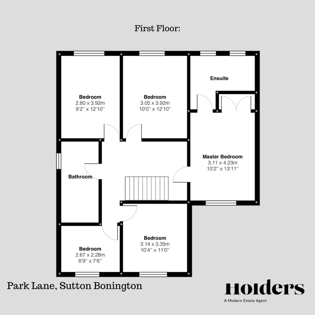 First Floor Floorplan for Park Lane, Sutton Bonington, Loughborough