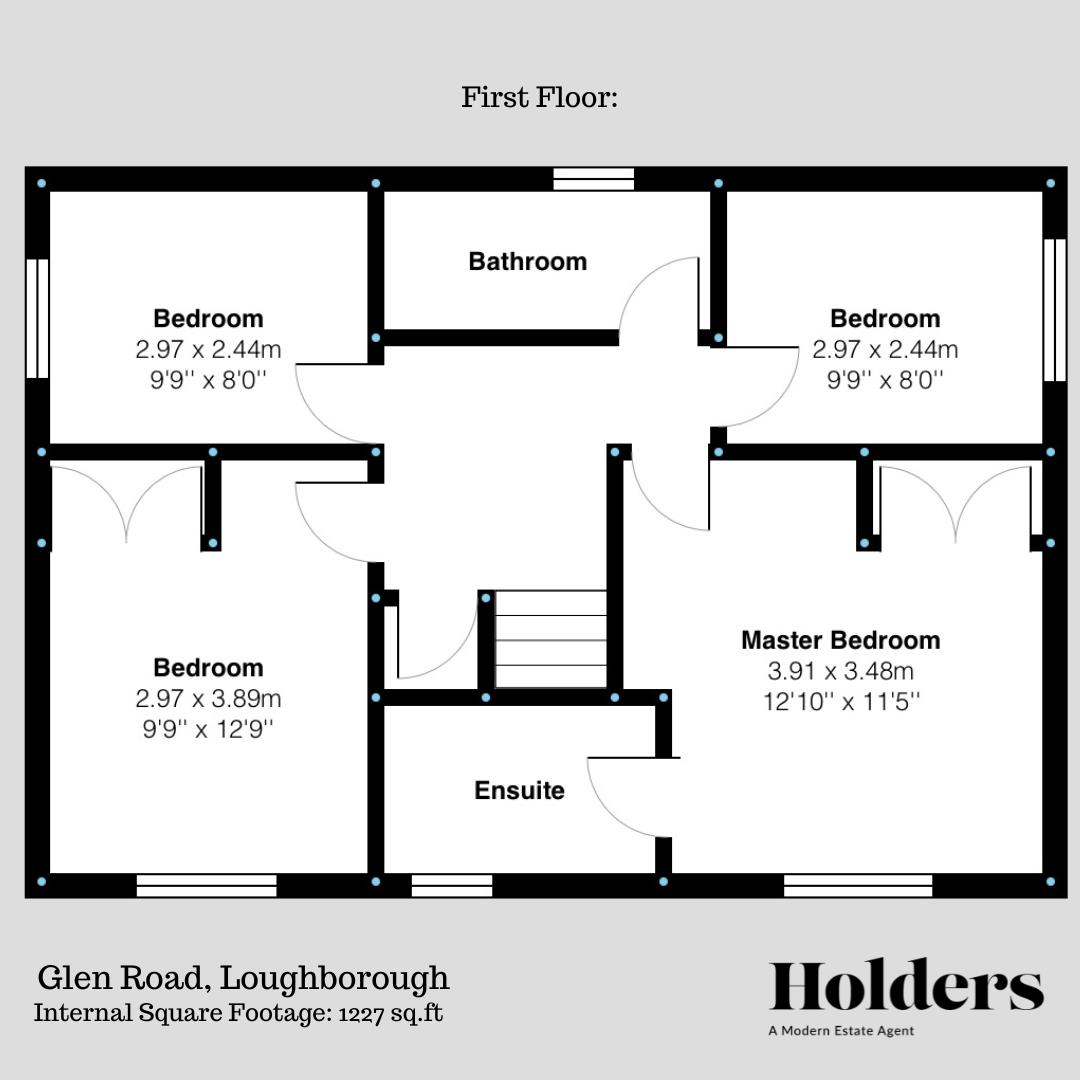 First Floor Floorplan for Glen Road, Loughborough